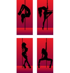 Set of silhouettes dancing girls vector image