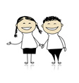 Funny couple laugh - boy and girl together vector image