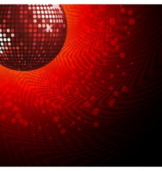 Red disco ball and haltone vector image
