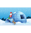 An igloo and a santa clause vector image