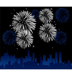 Vector fireworks over a city vector image