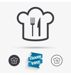 Red icon with chef hat Royalty Free Vector Image