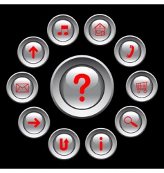 Glossy buttons with red symbols vector image