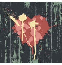 Grunge heart wooden texture vector image