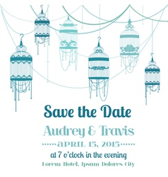 Wedding Vintage Invitation Card - Bird Cage Theme vector image