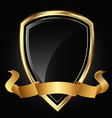 Shield and ribbon in bright gold vector image