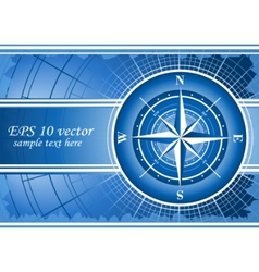 Blue background with compass rose vector image
