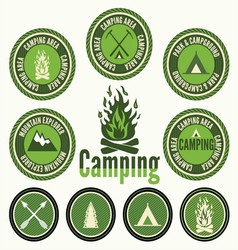 Set of retro camping badges and labels vector image