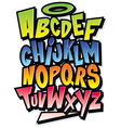 Funky colorful cartoon font type alphabet vector image