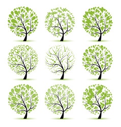 Art tree collection for your design vector image