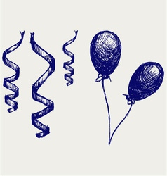 Curling Stream and balloons vector image