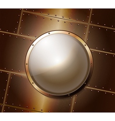 Riveted metal background with glass banner vector image