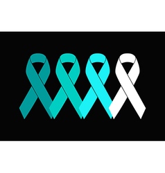 Flat teal ribbons symbols from white to dark teal vector image