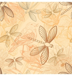 Seamless background with handdrawn birds and vector image