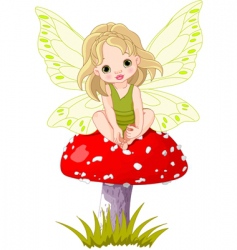 Baby fairy on the mushroom vector image