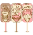 Coffee tea and cakes labels vector image