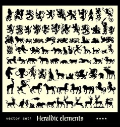 Heraldic elements beasts vector image