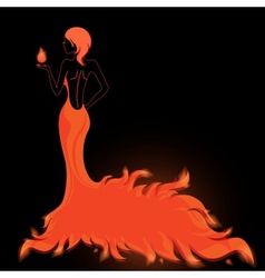 Girl in a fiery dress vector image