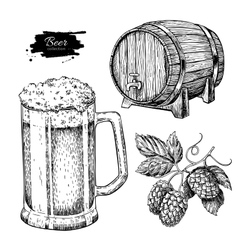 Beer set Alcohol beverage hand drawn Beer set Alcohol beverage hand drawn vector image