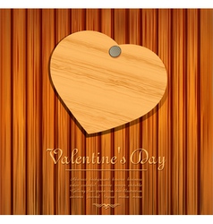 Wooden valentines heart card vector image