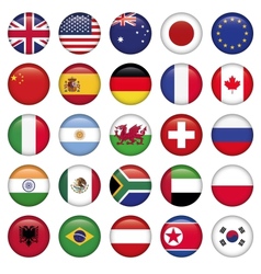 Set of Round Flags world top states vector image