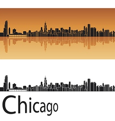 Chicago skyline in orange background vector image