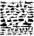 Military icons silhouettes vector image