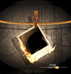 Burning old photo vector image