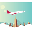 Airplane with city background vector image