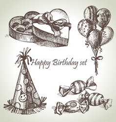 Happy Birthday set hand drawn vector image