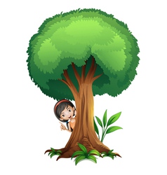 A girl and a tree vector image