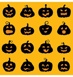 Halloween decoration Jack o Lantern silhouette set vector image