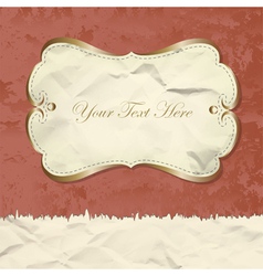 Golden vintage banner on grunge paper vector image