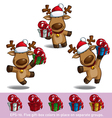 Santas Elks Holding a Gift vector image