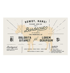Wedding engagement BBQ vintage invitation template vector image