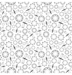 Flowers and dragonflies seamless Flowers and dragonflies seamless vector image