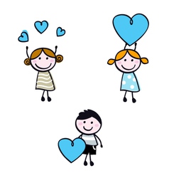 Stick doodle kids vector image