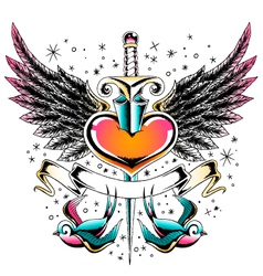 Swallow heart emblem vector image