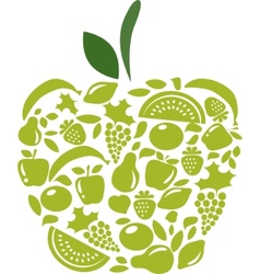 Apple with fruits and vegetables pattern on white vector image