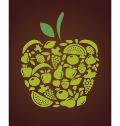 Apple with fruits and vegetables pattern Apple with fruits and vegetables pattern vector image