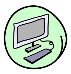 The Computer Workstation on Round Green Background vector image