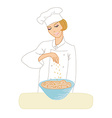 Chef woman cooking soup vector image