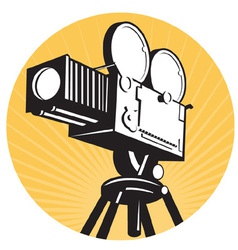 Vintage movie film camera vector image