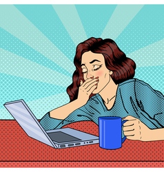Tired Businesswoman Exhausted Woman with Laptop vector image