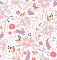 Flowers and bunnies seamless pattern vector image