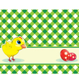 Checkered background with chicken and easter eggs vector image