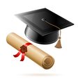 Graduation Cap and Diploma vector image