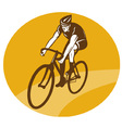 Cyclist riding racing bike retro vector image