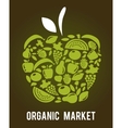 Apple with fruits and vegetables pattern vector image