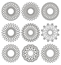 Set of rosettes ornaments and decorative lines vector image